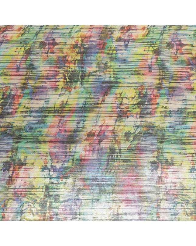 Multicolor synthetic chiffon fabric with multcolor print and metallic lurex in abstract design-D8514 Regal Fabrics