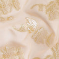 قماش شيفون من الحرير الخالص الفاخر باللون الخوخي الفاتح مع نفس اللون من الفسكوز والوركس المعدني الذهبي بتصميم الأزهار-D13134