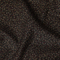 Black cotton fabric with brown and red print in fancy design-D14841