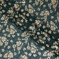 Bottle green synthetic georgette fabric with same tone embroidery, gold sequins having gold foil print in floral design-D12232