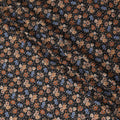 Black viscose crepe printed fabric with multi colour prints in floral design-D11158