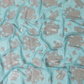 Baby blue premium pure silk chiffon garbasaar with rose pink and silver metallic lurex in floral design-D11536