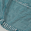 Teal blue guipure lace fabric with cut work in abstract design
