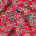 Magenta pink cotton voile fabric with multicolor print in fancy design-D15418 Regal Fabrics