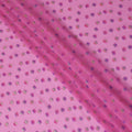 Hot pink premium pure French (Fransawi) silk chiffon fabric with same tone, purple viscose having gold and silver metallic lurex in abstract design-D14230