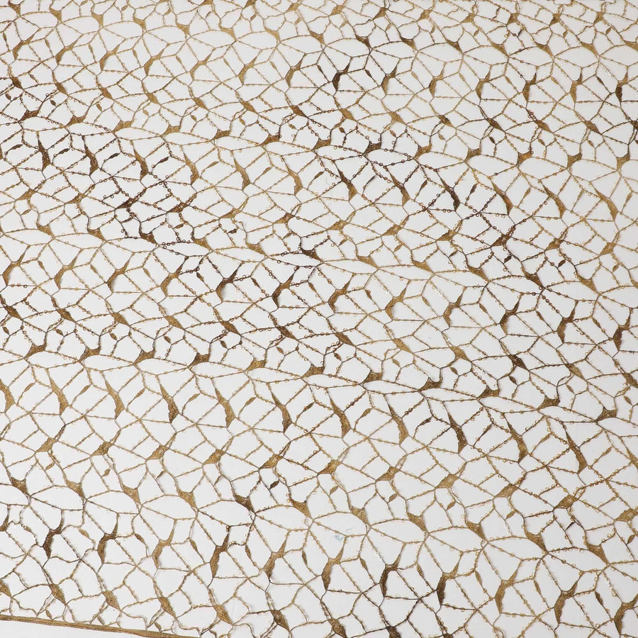 Golden brown chemical lace fabric with cut work and sequins in web design