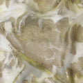 Olive green, beige premium pure French (Fransawi) silk chiffon fabric with gold metallic lurex in floral design-D14119