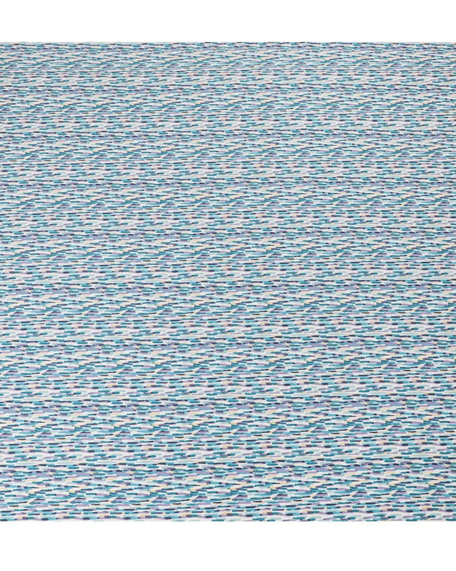 Off white cotton lawn fabric withbaby blue, lavender and navy blue print in fancy design-D15230 Regal Fabrics