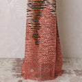 Rose pink blended cotton lawn fabric with multicolor print having brick red embroidery and stone work in fancy design-D14733 Regal Fabrics