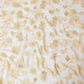 Off white Premium pure French (Fransawi) silk chiffon fabric with peach, gold viscose having gold metallic lurex in floral design-D15639
