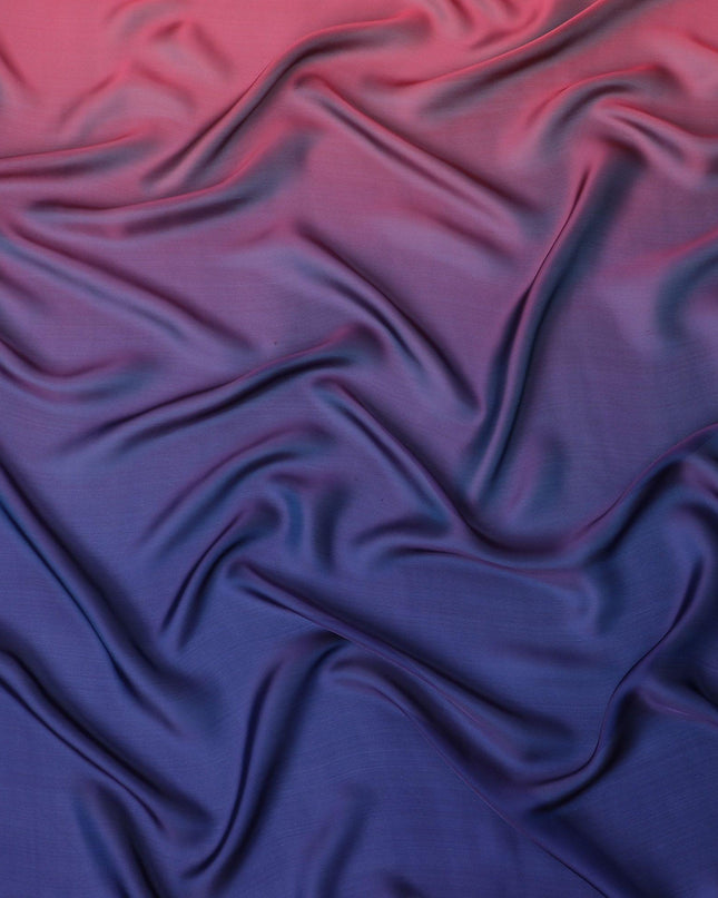 اللون الوردي القرميدي إلى الأزرق الداكن قماش الشيفون الحريري الخالص الفاخر بتصميم متدرج - D13401
