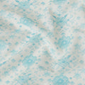 Off white cotton voile fabric with baby blue print in floral design-D15060