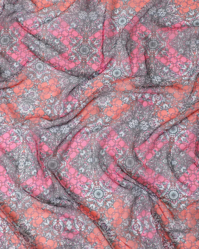 Multicolor printed synthetic chiffon fabric in floral design-D11015 Regal Fabrics