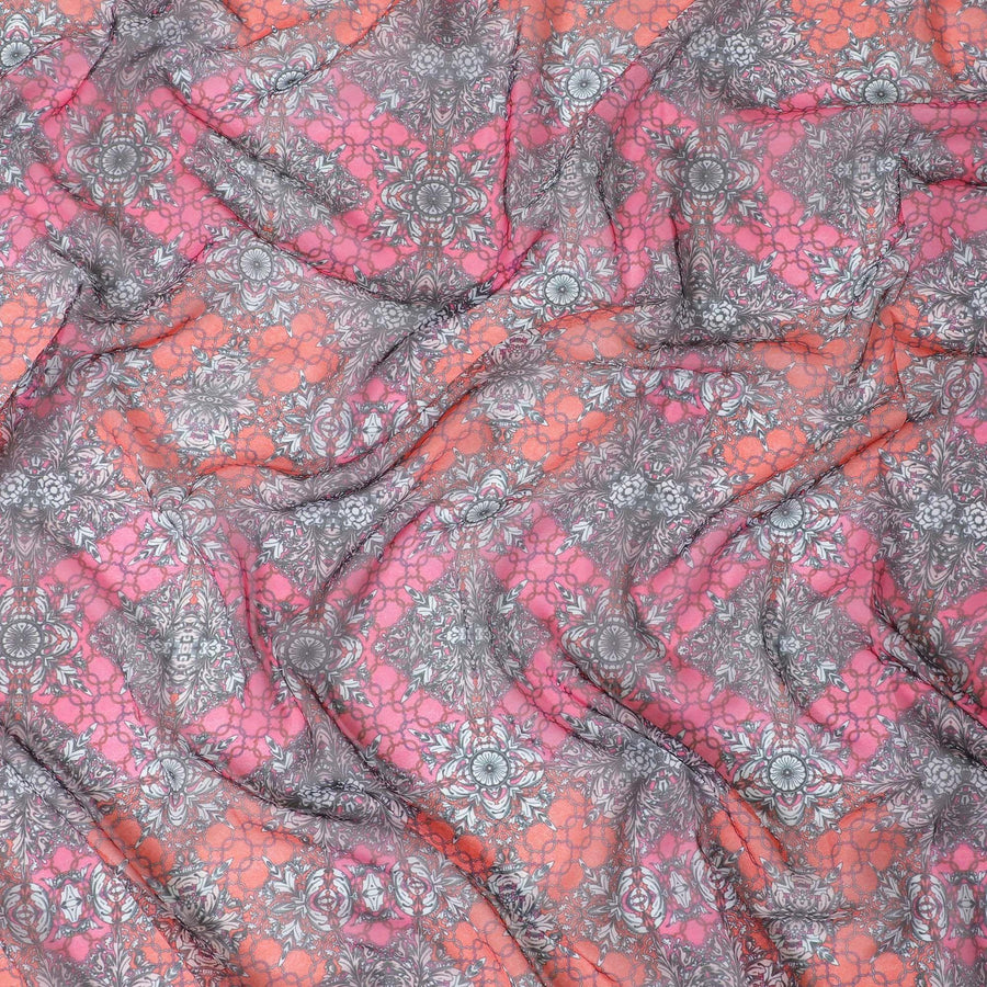 Multicolor printed synthetic chiffon fabric in floral design-D11015 Regal Fabrics