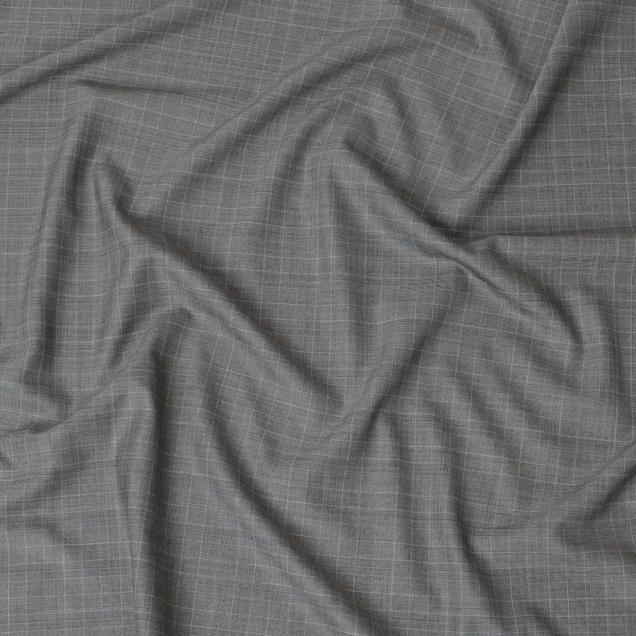 رمادي سحابي فاخر ممزوج بنسيج إنجليزي خالص من الصوف والكشمير 150 من الصوف مع نفس اللون وتصميم المربعات البيج -D14822