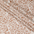 Off white viscose twill printed fabric with brown prints in floral design-D11171 Regal Fabrics