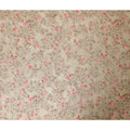 Latte beige viscose fabric with olive green and baby pink print having gold laminated stone work in floral design-D9267