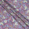 قماش كريب صناعي لافندر مع طباعة متعددة الألوان بتصميم زهور-D14466