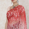 Multicolor Premium pure French chantilly lace saree having stone work in floral design-D14521