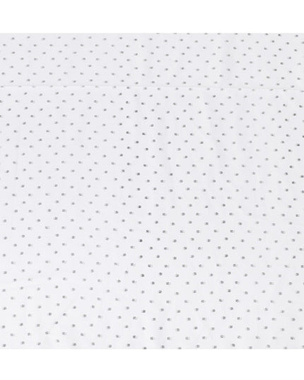 White premium pure linen fabric with black and grey print in fancy design-D12275