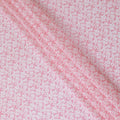 Baby pink cotton voile fabric with white print in floral design-D15055
