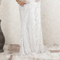 White Premium Pure French chantilly lace saree having stone work in floral design-D13464