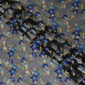 Black synthetic chiffon fabric with multicolor embroidery in floral design-D12486 Regal Fabrics