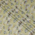 Sage green synthetic crepe fabric with multicolor print having stone work in floral design-D15312