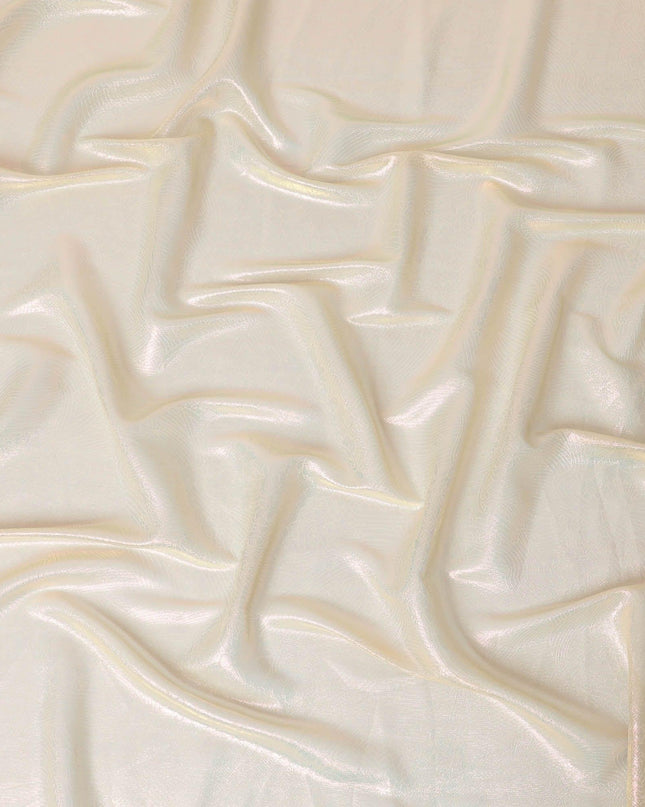Beige synthetic chiffon fabric with same tone metallic lurex in floral design-D10118