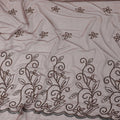 Pecan brown fancy net fabric with brown & black bead work in floral design Regal Fabrics