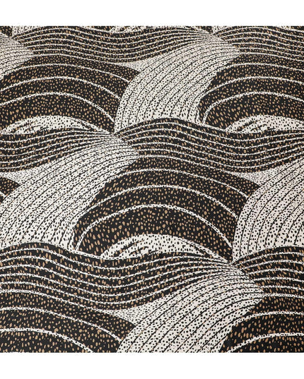 White Premium Italian viscose fabric with pale brown and white print in abstract design-D12359 Regal Fabrics
