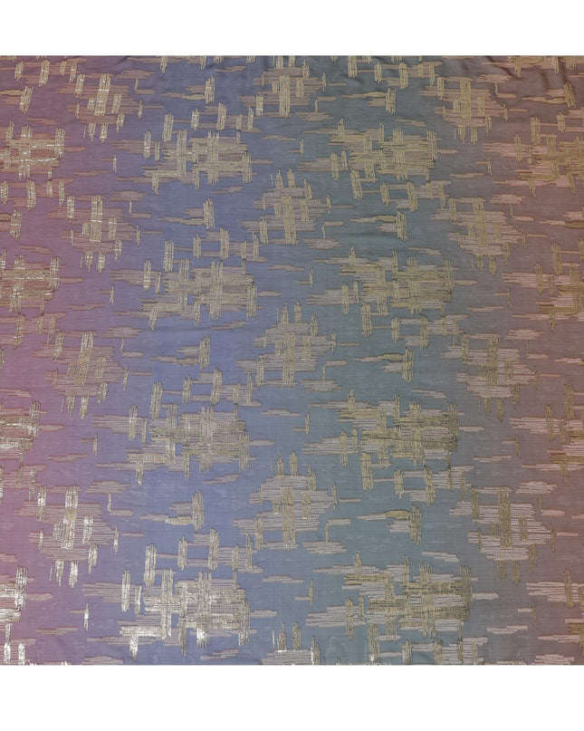 قماش شيفون حريري فرنسي (فرنساوي) فاخر متعدد الألوان مع نفس اللون من الفسكوز والوركس المعدني الذهبي بتصميم تجريدي -D14270