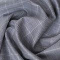 Powder blue Super 150's English all wool suiting fabric with beige checks design-D6842 Regal Fabrics