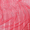 قماش التول نايلون باللون الوردي الياقوتي مع تطريز فضي بتصميم فاخر