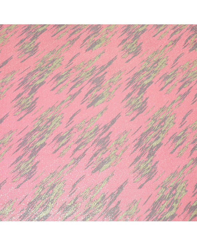 قماش شيفون من الحرير الخالص باللون الوردي مع لوركس معدني أخضر وأسود بتصميم فاخر-D8978