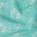 Turquoise green cotton voile fabric with beige print in floral design-D15159