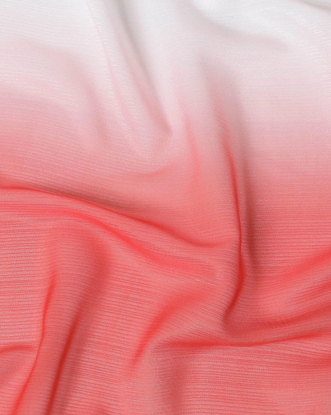 Red, white synthetic chiffon fabric with same tone metallic lurex in ombre design-D14454 Regal Fabrics