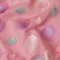 Light cerise pink premium pure cotton voile fabric with lavender pink, beige and turquoise green embrodiery in floral design-D13691