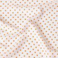 White viscose crepe fabric with royal orange dots print in polka dot design-D7824 Regal Fabrics