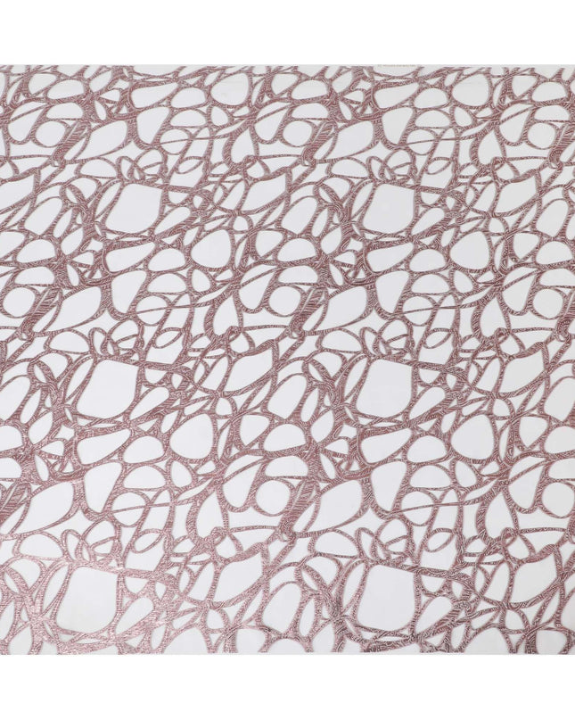 قماش شيفون من الحرير الخالص باللون الأبيض اللؤلؤي مع لوريكس معدني وردي وردي بتصميم تجريدي -D10543