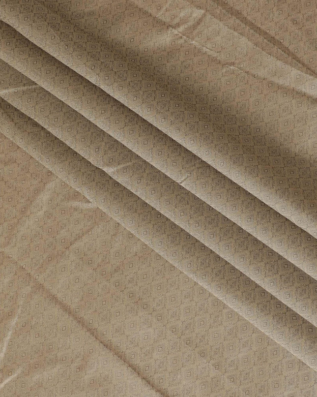 Wood brown synthetic brocade with same tone lurex in abstract design-D11352 Regal Fabrics