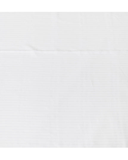 قماش الكتان النقي الأبيض الفاخر مع نسج فضي بتصميم مخطط-D11101