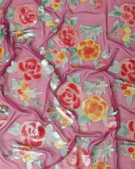 Garbasaar Pattern Brick pink Premium pure silk chiffon garbasaar with multicolor – Regal ...