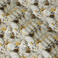 Off white viscose fabric with grey, mustard and dark olive print in floral design-D12262 Regal Fabrics