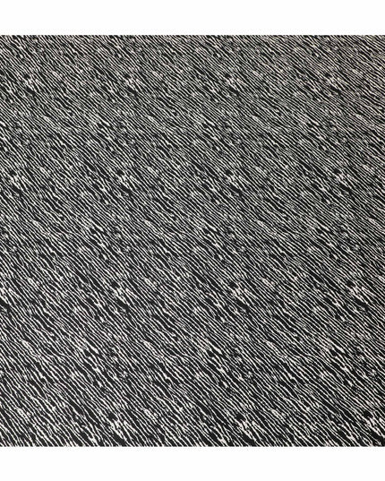 Black premium Italian viscose fabric with white print in fancy design-D12533