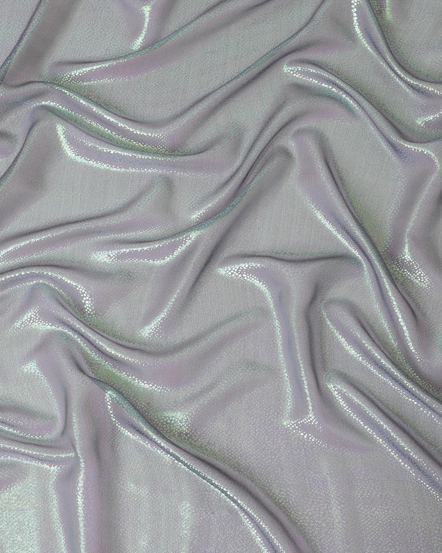 قماش شيفون من الحرير الخالص باللون الرمادي الحجري مع لوريكس معدني بنفس اللون بتصميم ذاتي -D13556