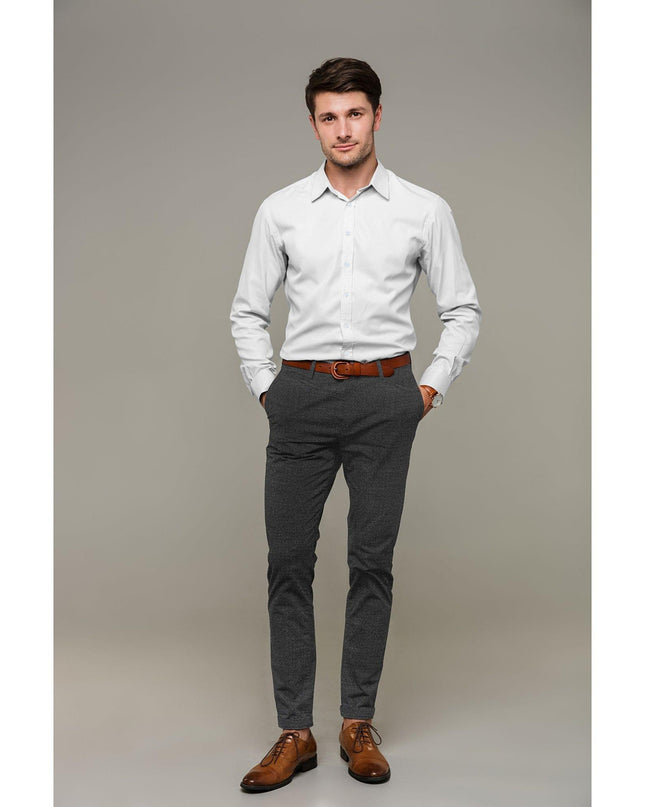 قماش مناسب من الصوف الإنجليزي الفاخر باللون الرمادي الفحمي 120 مع تصميم ذاتي أسود-D11439