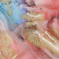 Multicolor synthetic chiffon fabric with gold metallic lurex in fancy design-D12606 Regal Fabrics