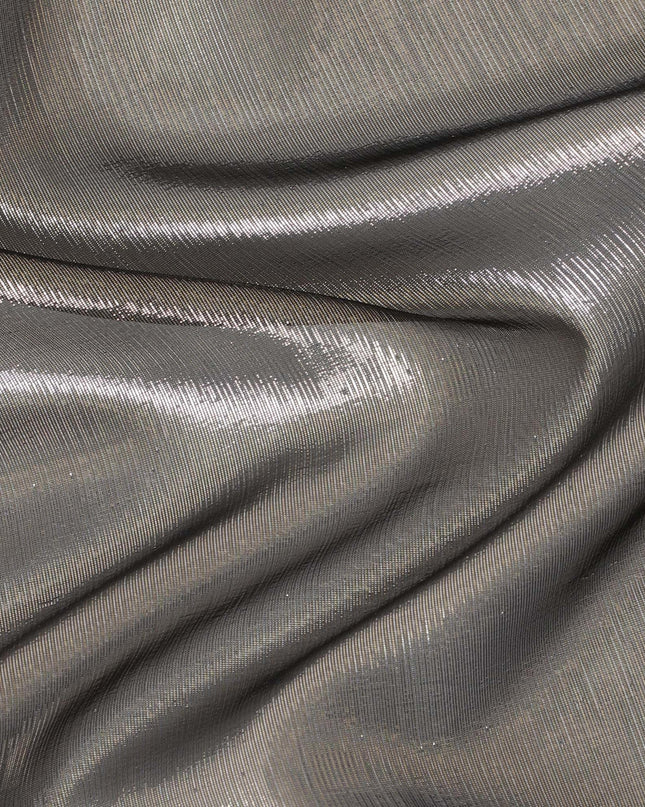 Olive green plain premium pure French (Fransawi) silk chiffon fabric with same tone metallic lurex-D12709