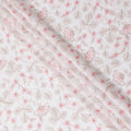 White Premium pure cotton voile fabric with brown and baby pink embroidery in floral design-D15234